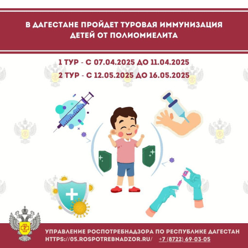 В Дагестане пройдет туровая иммунизация детей от полиомиелита В Дагестане пройдет туровая иммунизация детей от полиомиелита.